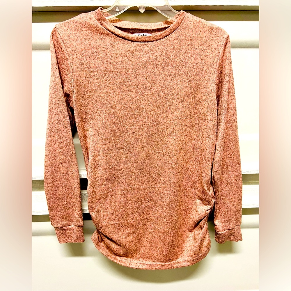 LOVE Maternity Sweatshirt for Womens. Size Small, Color Pink.